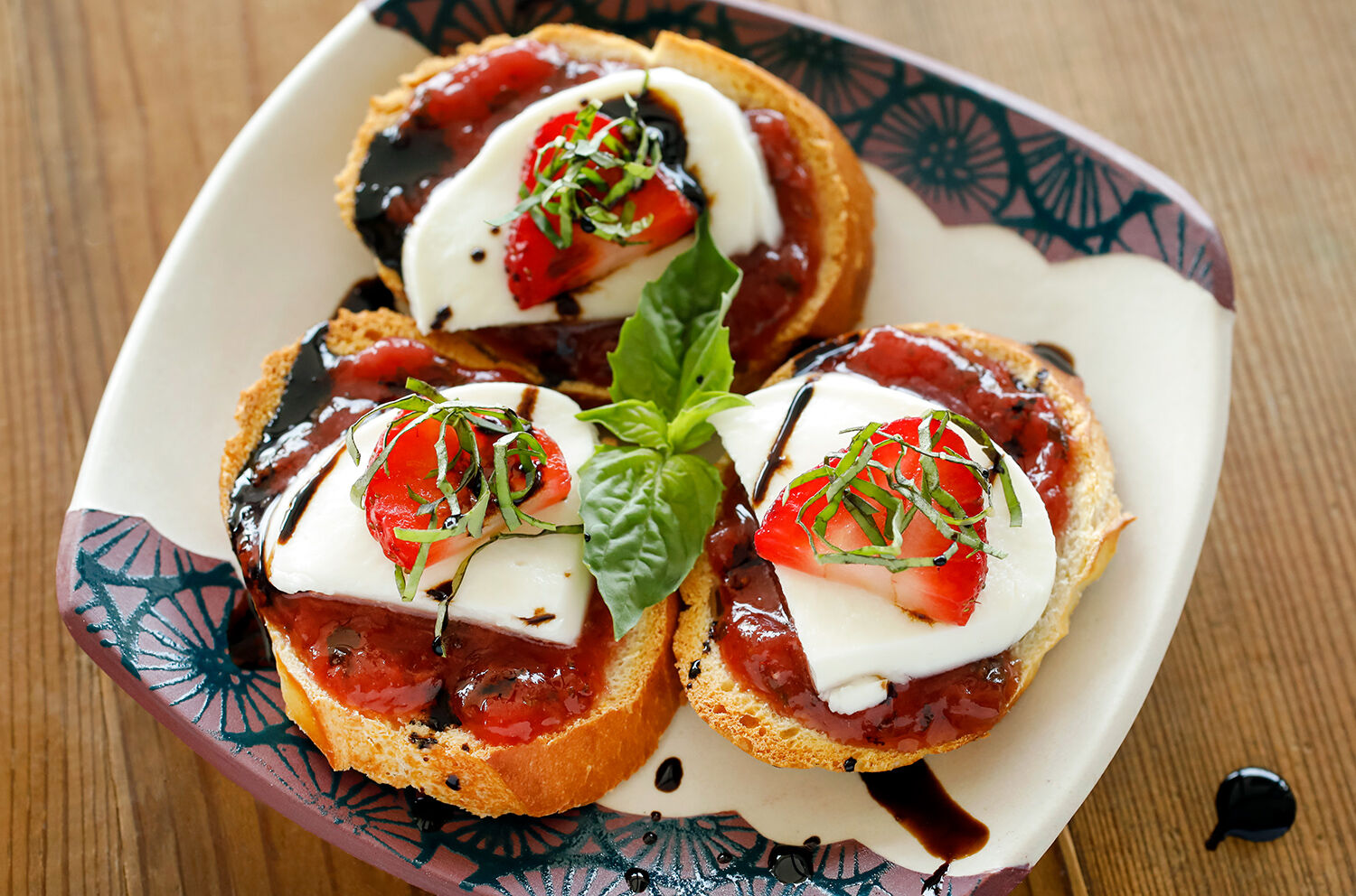 Strawberry caprese canapes